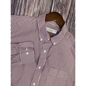 Peter Manning Long Sleeve Button Up Shirt Red Striped Men's 4X